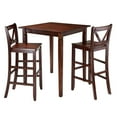 thumbnail image 1 of Winsome Wood Kingsgate 3-Pc Pub Set, High Table & 2 V-Back Bar Stools, Walnut Finish, 1 of 5