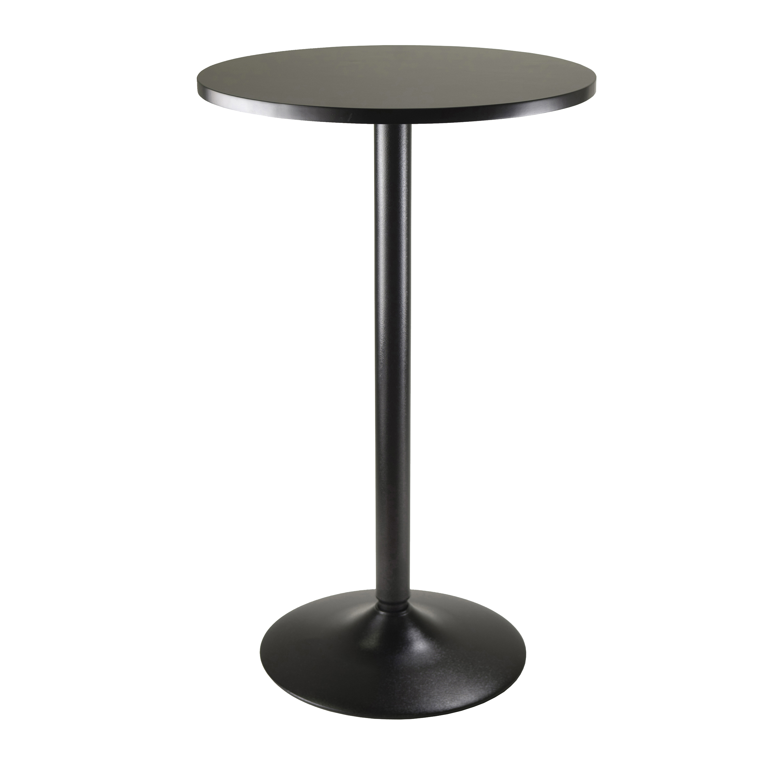 Winsome Obsidian Round Pub Table with MDF Wood Top, Legs, and Base, Black - image 1 of 7