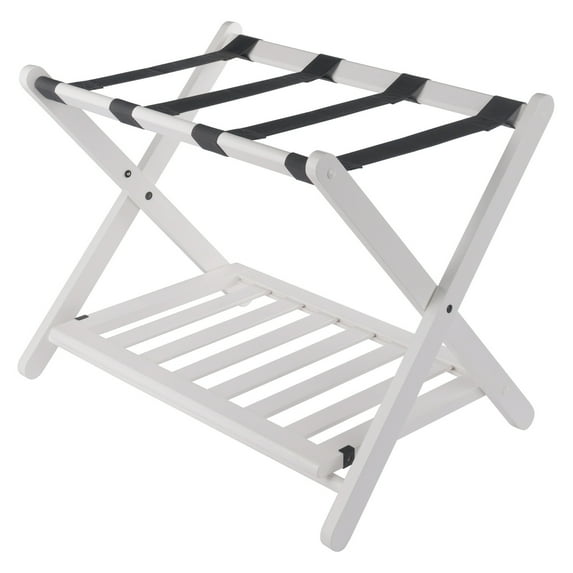 Winsome Reese Luggage Rack with Shelf, White Finish