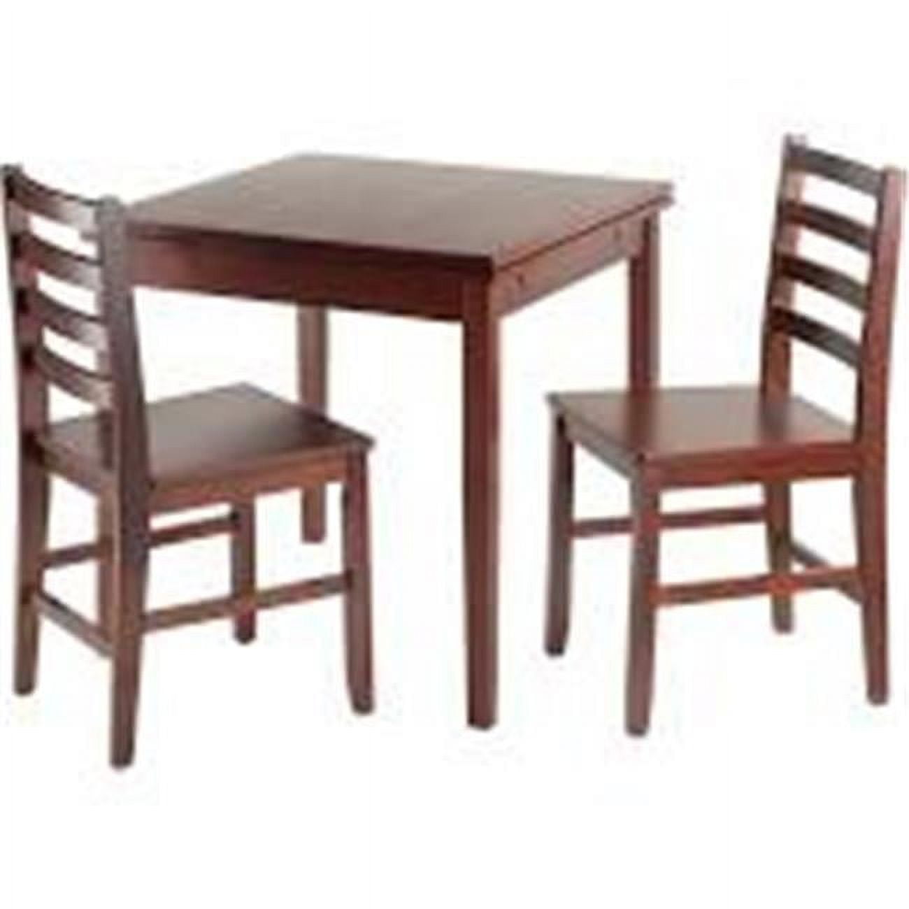 Walnut Solid Wood Square Extension Dining Table with 2 Ladder Back Chairs