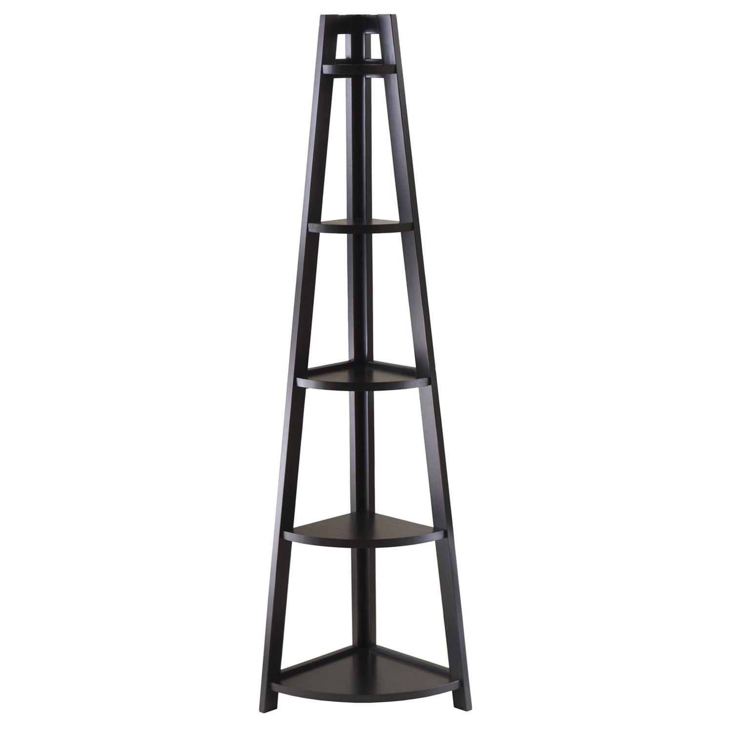 58" Black Wood A-Frame Corner Ladder Shelf
