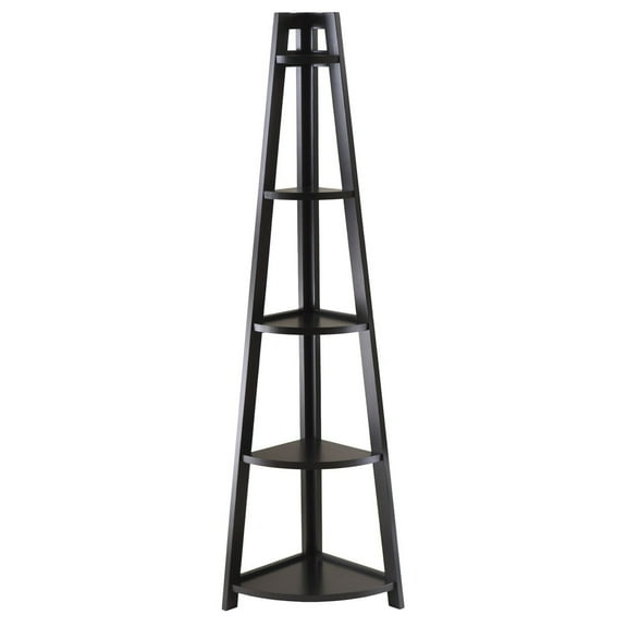Winsome Wood Adam 5-Tier A-Frame Corner Shelf, Black Finish