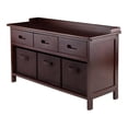 thumbnail image 1 of Winsome Adriana 4-Piece Storage Transitional Solid Wood Bench - Antique Walnut, 1 of 5