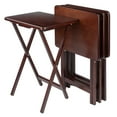 thumbnail image 1 of Winsome Alex 4-Piece Single Foldable Snack Tables, Walnut Finish, 1 of 10