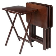 Winsome Alex 4-Piece Single Foldable Snack Tables, Walnut Finish