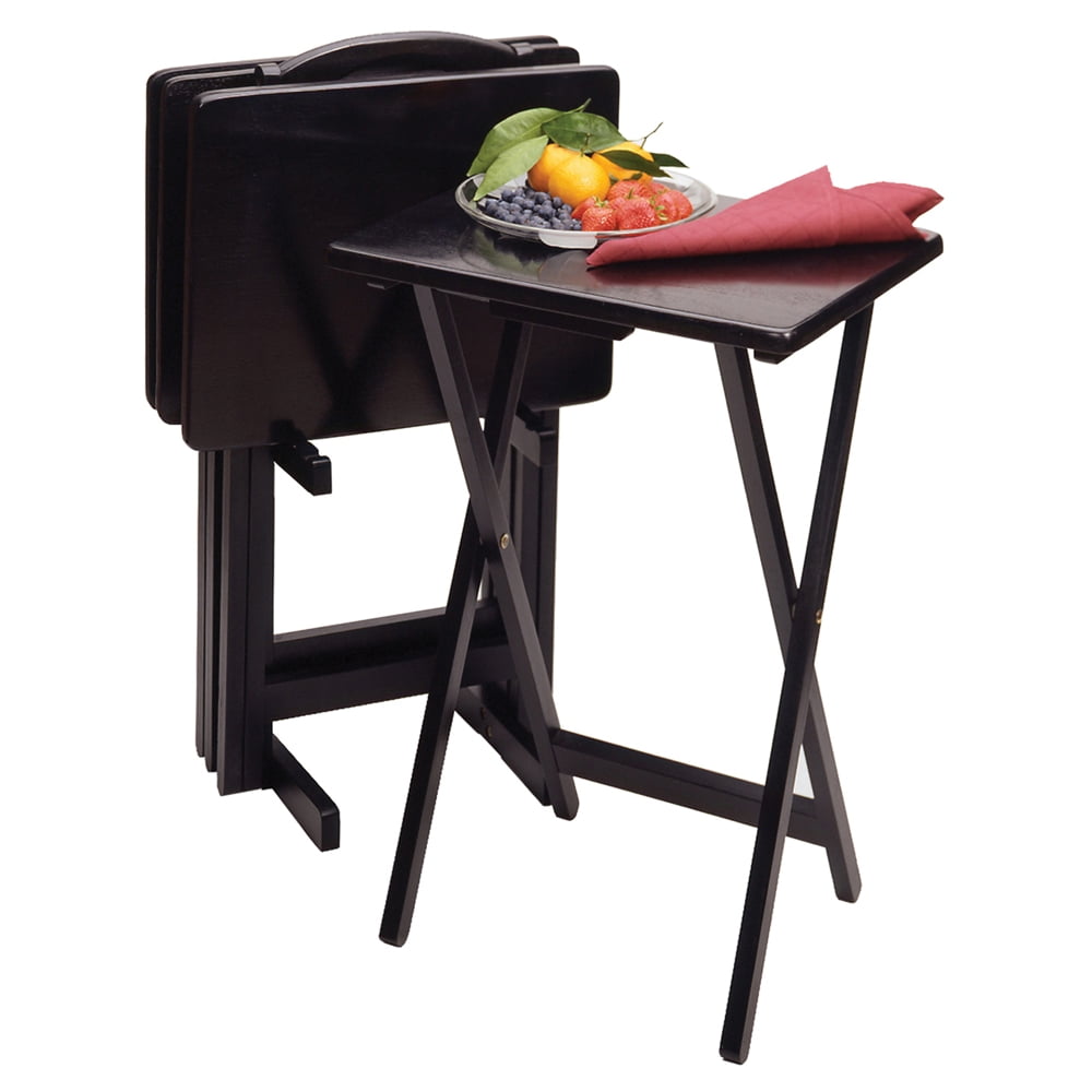 Winsome Wood Alex 5 Pc Snack Table Set Black Finish Walmart