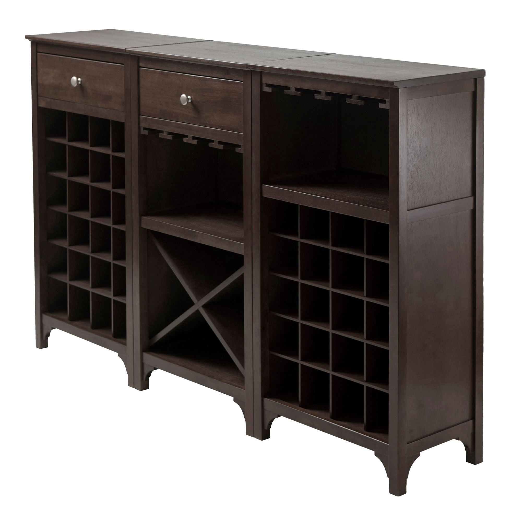 Contemporary Home Living Ancona 3-Pc Modular Wine Cabinet Set - Walmart.com