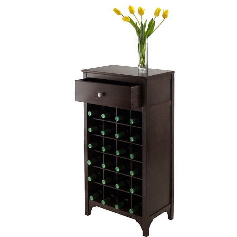 Espresso 24-Bottle Wine Cabinet with Drawer