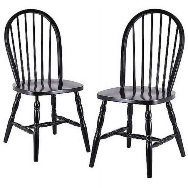 Winsome Wood Assembled 36-Inch Windsor Chairs with Curved legs, Set of 2, Black Finish