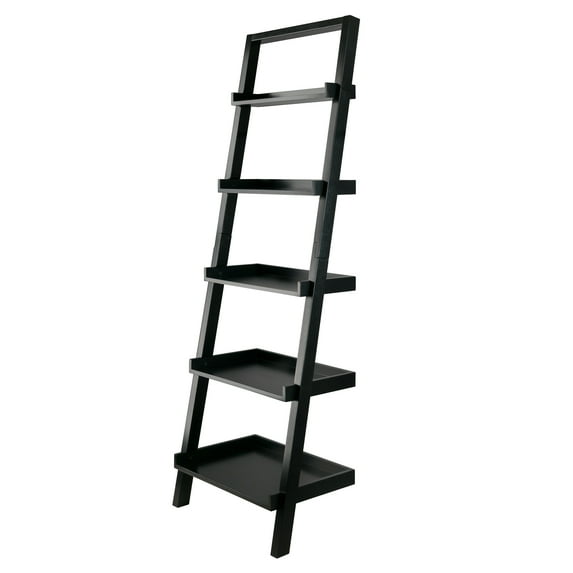 Winsome Wood Bellamy Leaning 5-Tier Shelf, Black Finish