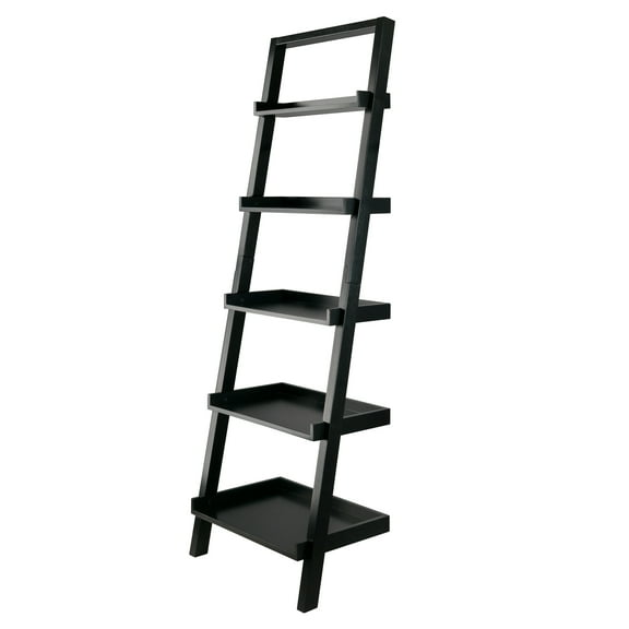 Winsome Wood Bellamy Leaning 5-Tier Shelf, Black Finish