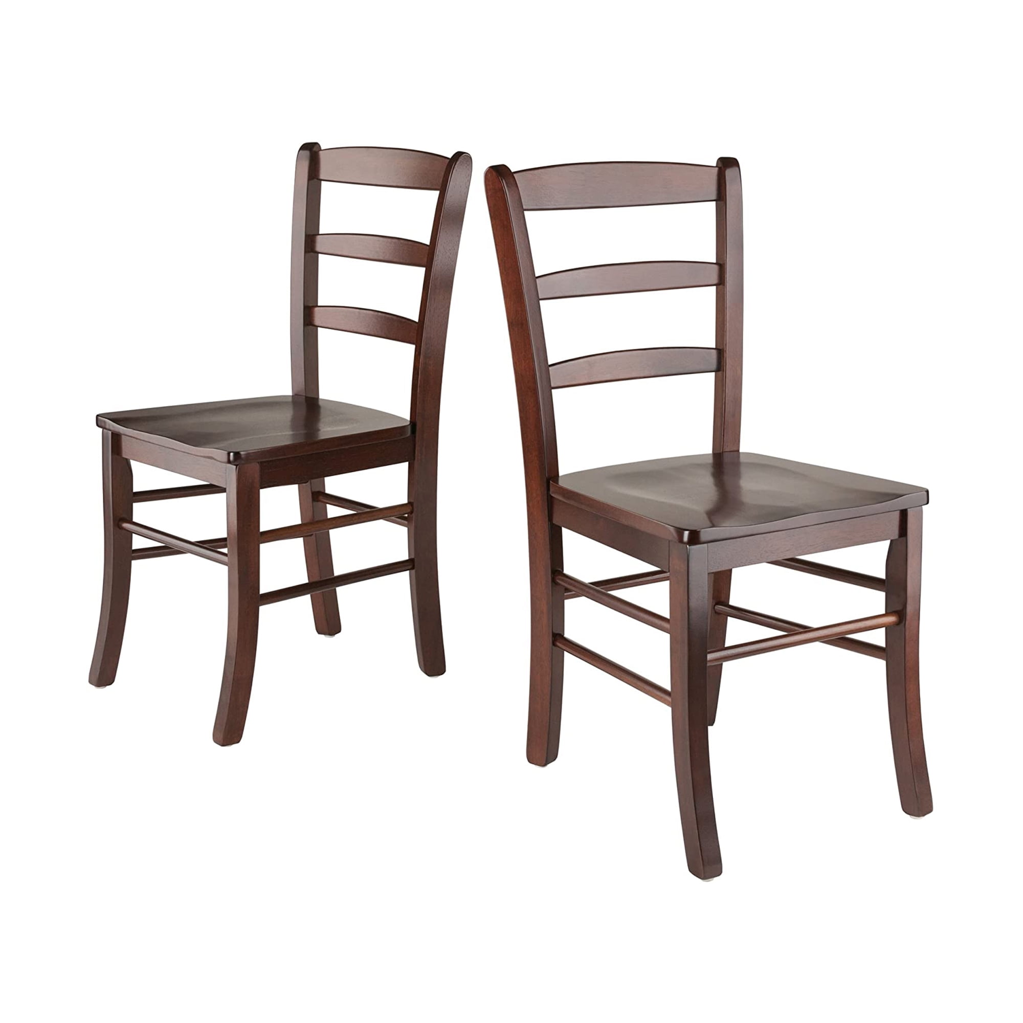 Set of 2 Walnut Ladderback Wood Side Chairs