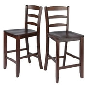 Winsome Benjamin Ladder-Back Counter Stools, Set of 2, Walnut Finish