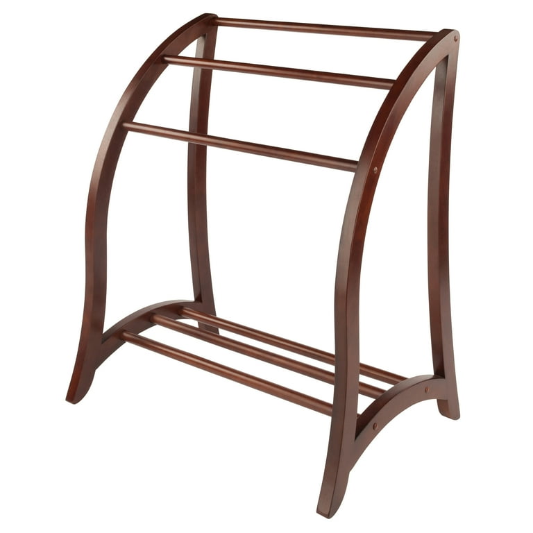 Winsome Wood Betsy 3 Rod Blanket Rack Walnut Finish