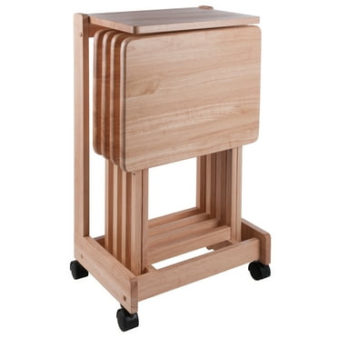 Winsome Brienda 5-Piece Snack Table Set, Serving Cart, Natural Finish