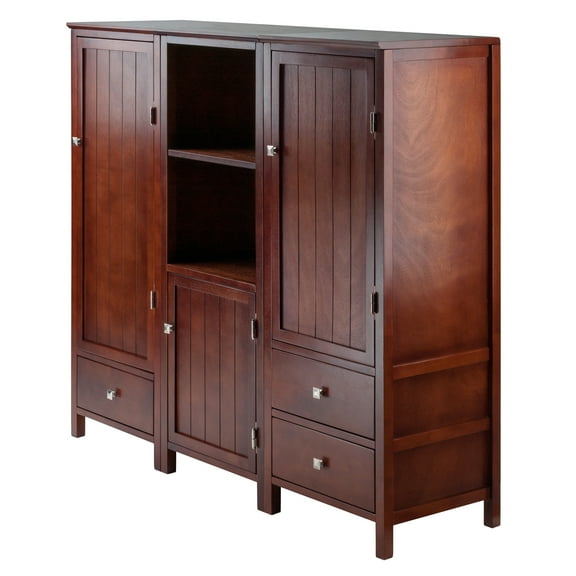 Winsome Wood Brooke 3-Pc Jelly Cupboard Modular Set, Walnut Finish