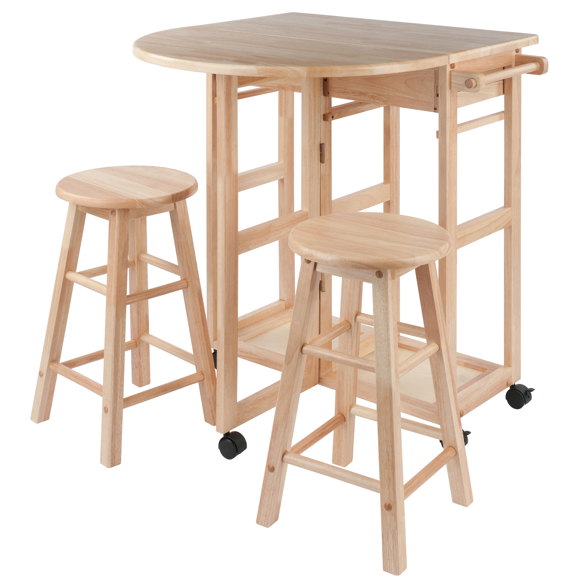 Winsome Wood Burnett 3-Pc Space Saver Set, 2 Tuck - away Stools, Natural Finish - image 1 of 14