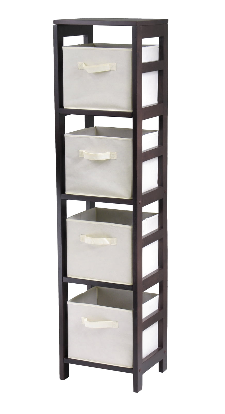 Winsome Wood Capri 5-Pc Storage Set, 4-Section Narrow Shelf & 4