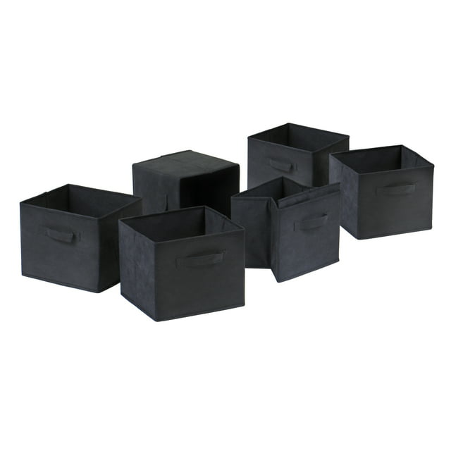 Winsome Wood Capri 6-Pc Foldable Baskets, Black Fabric