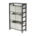 thumbnail image 1 of Winsome Wood Capri 7-Pc Storage Set, 3-Section Shelf & 6 Foldable Beige Fabric Baskets, Espresso Finish, 1 of 2