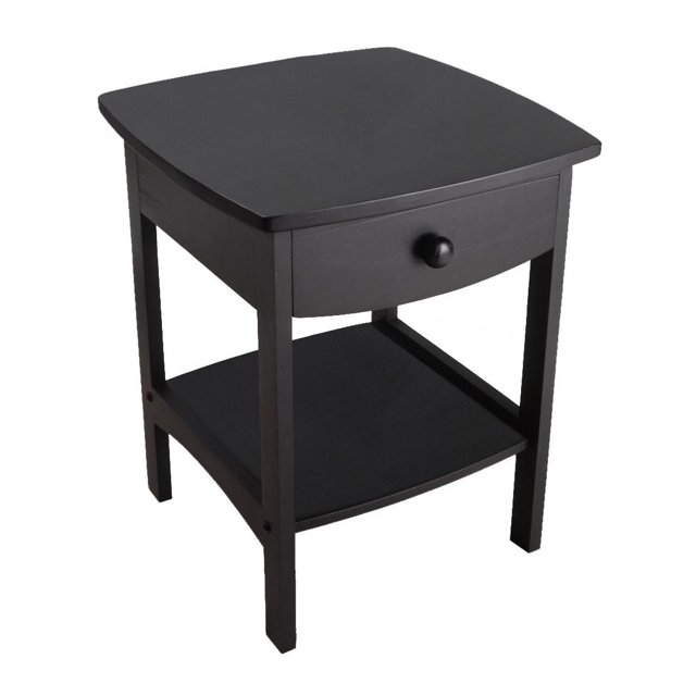 Winsome Wood Claire Curved Accent Table, Nightstand, Black Finish