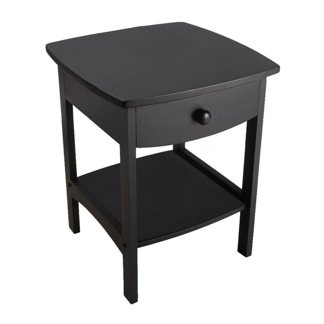 Winsome Wood Claire Curved Nightstand, Black Finish