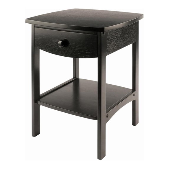 Winsome Claire Curved Nightstand, Accent Table, Black Finish