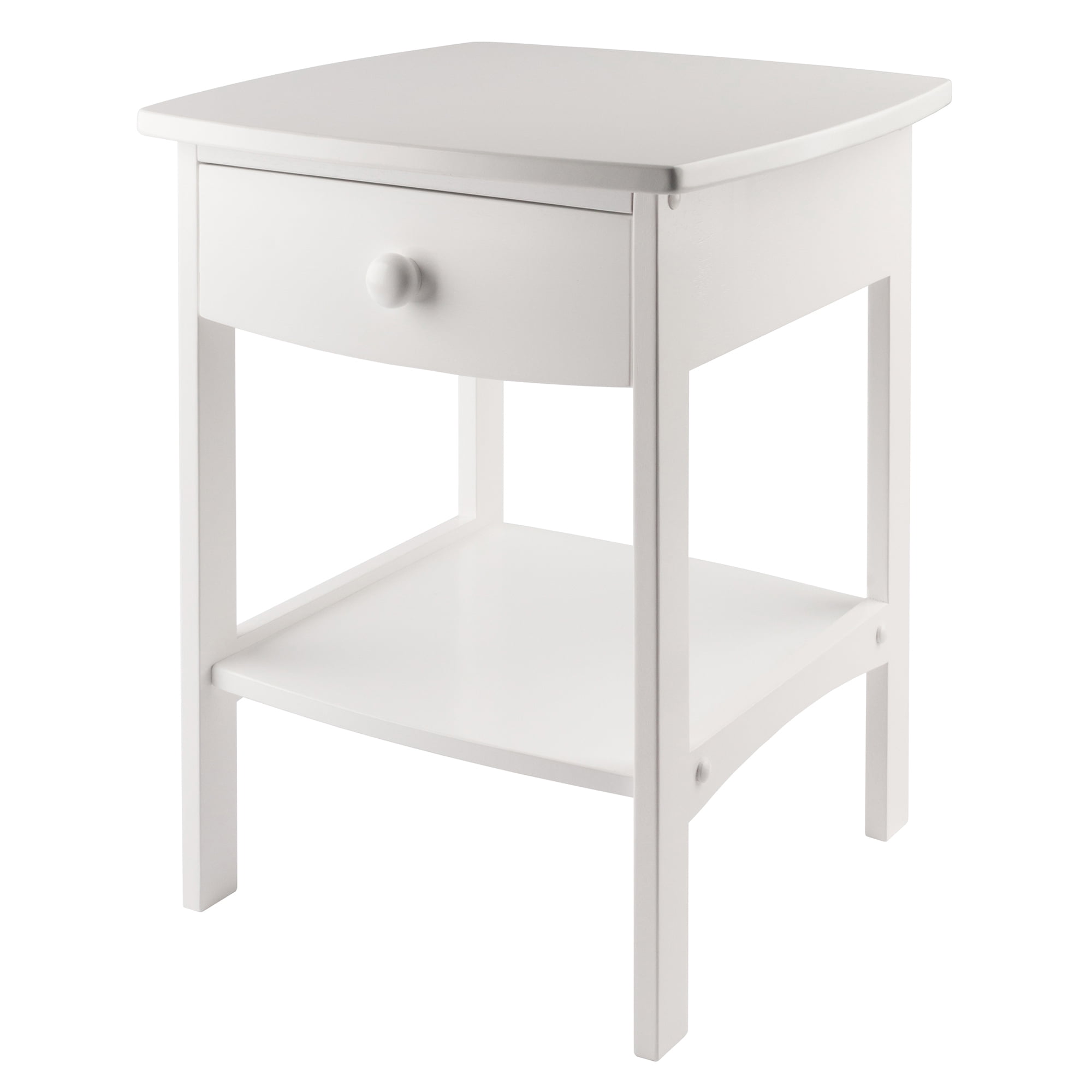 Winsome Claire Curved Nightstand, Accent Table, White Finish