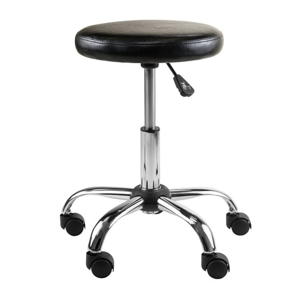 Winsome Wood Clark Adjustable Swivel Seat Stool, Black & Chrome Finish
