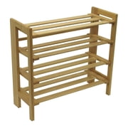 Winsome Clifford 4-Tier Foldable Shoe Rack, Stackable, Natural Finish