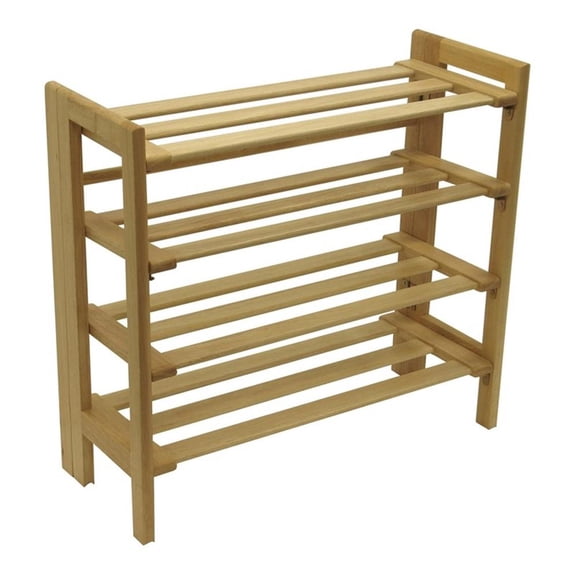 Winsome Clifford 4-Tier Foldable Shoe Rack, Stackable, Natural Finish