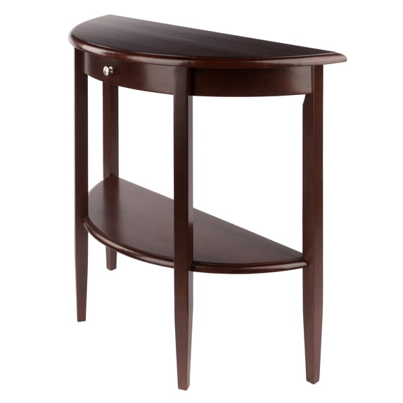 Winsome Concord Half Moon Console Table, Drawer & Shelf, Walnut Finish