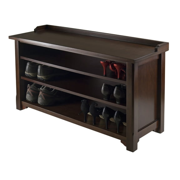 Winsome Wood Dayton 3-Shelf Storage Bench, Walnut Finish