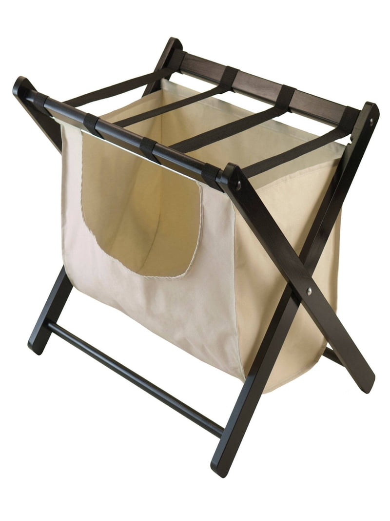 Winsome, Luggage Rack, with Fabric Basket, Espresso Finish