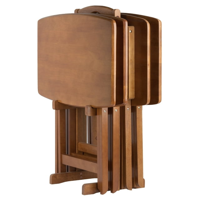 Winsome Wood Dylan 5Pc Oversize Snack Table Set, Teak Finish