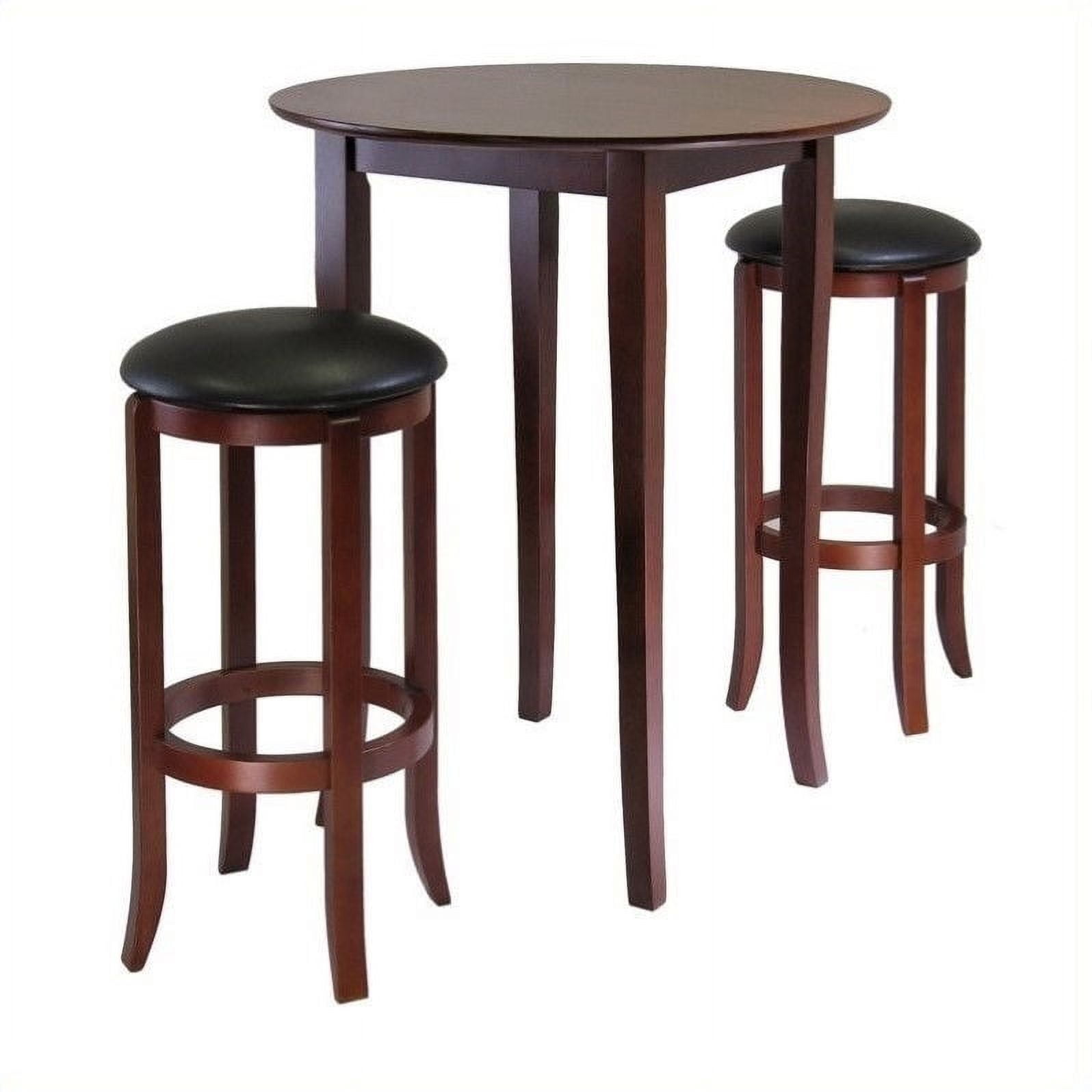 Winsome Wood Fiona 3 Pc Pub Set High Table 2 Cushion Seat Bar Stools Walnut Finish