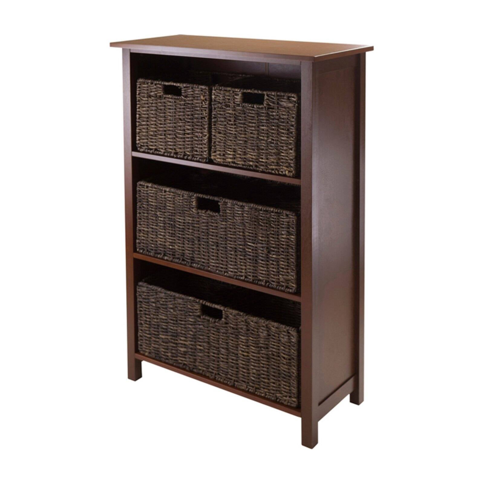 Winsome Wood Granville 5-Pc Storage Set, Shelf & 4 Foldable Chocolate