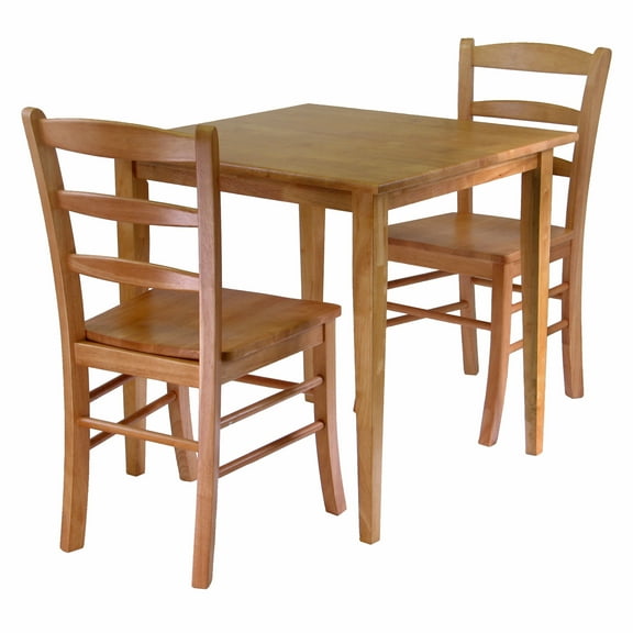 Winsome Wood Groveland 3-Pc Dining Set, Square Table & 2 Ladder Back Chairs, Light Oak Finish