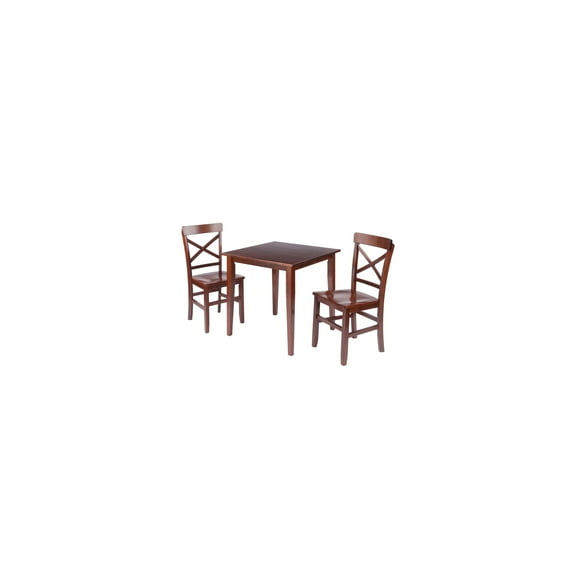 Groveland 3Pc Set Dining Table with X Back Chairs Walnut Finish