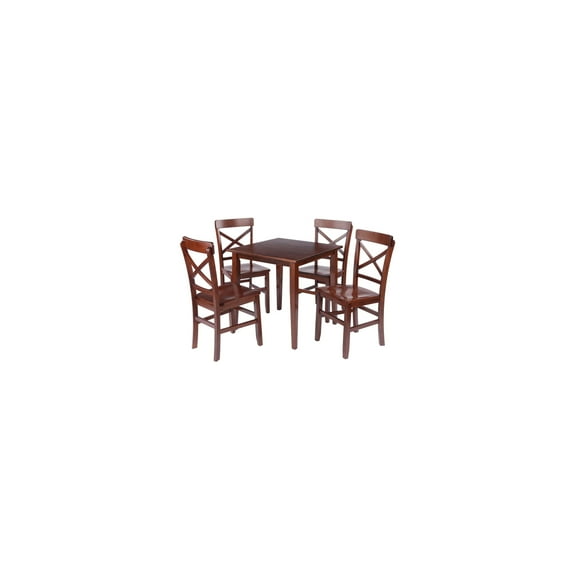 Groveland 5Pc Set Dining Table with X Back Chairs Walnut Finish