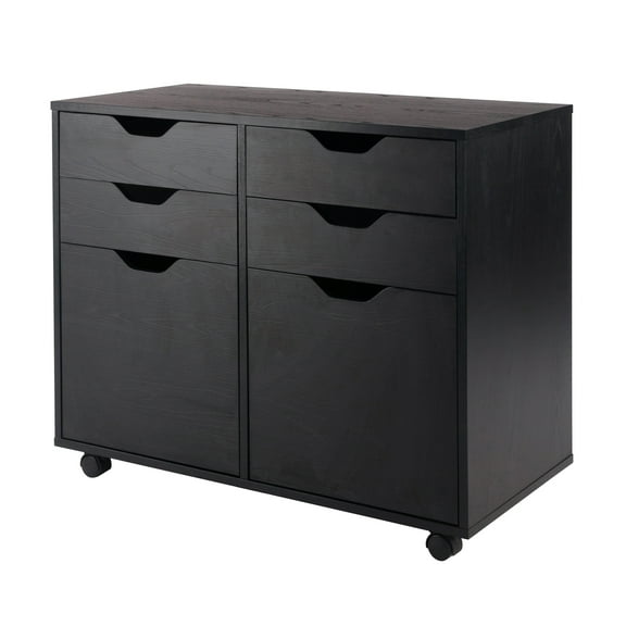Winsome Halifax 2-Door, 4-Drawer Mobile Cabinet 20622, Black Finish