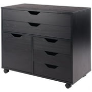 Winsome Wood Halifax 3-Section Mobile Storage Cabinet, Black Finish