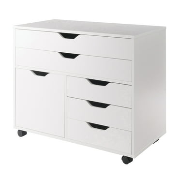 Winsome Wood Halifax 3-Section Multi-Storage Mobile Cabinet 10633, White Finish