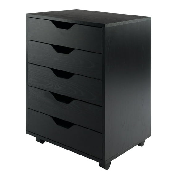 Winsome Halifax 5-Drawer Mobile Cabinet 20519, Black Finish