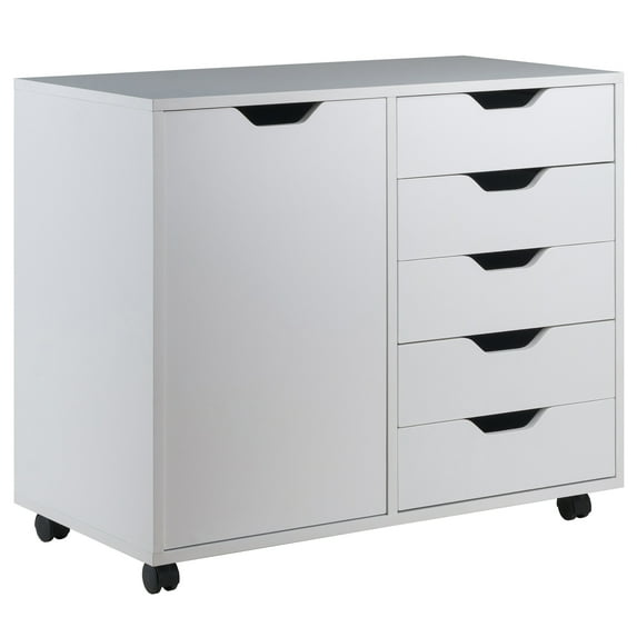 Winsome Halifax 5-Drawer, Side Storage Mobile Cabinet 10630, White Finish