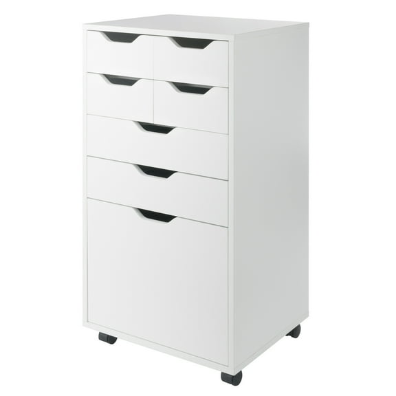 Winsome Halifax Bins & Drawers Multi-Storage Tall Mobile Cabinet 10719, White Finish
