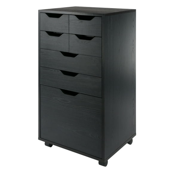 Winsome Halifax Bins & Drawers Multi-Storage Tall Mobile Cabinet 20719, Black Finish