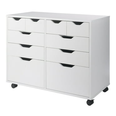 Winsome Wood Halifax Bins & Drawers Multi-Storage Wide Mobile Cabinet 10804, White Finish