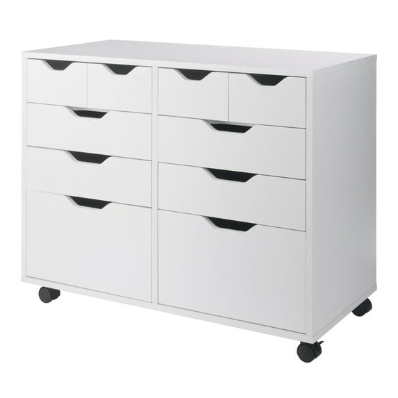 Winsome Halifax Bins & Drawers Multi-Storage Wide Mobile Cabinet 10804, White Finish