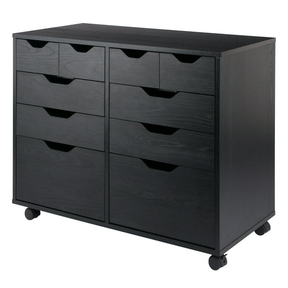 Winsome Halifax Bins & Drawers Multi-Storage Wide Mobile Cabinet 20804, Black Finish
